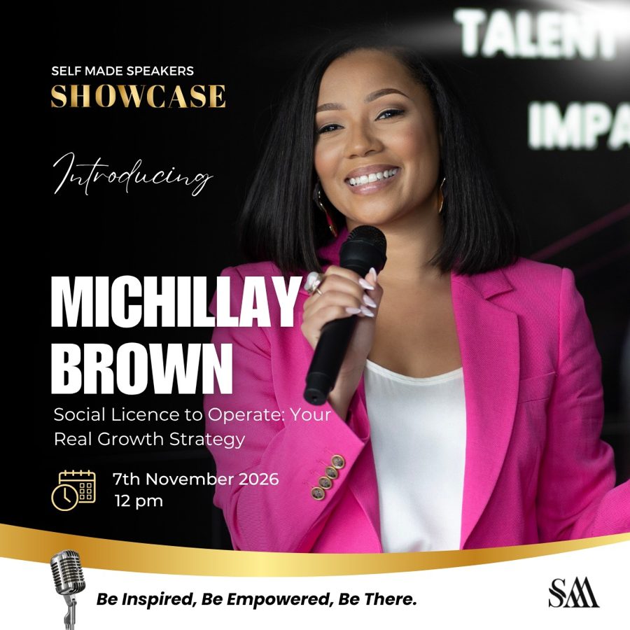 Self Made Speakers Showcase card introducing Michillay Brown, 7 November 2026, 12 pm