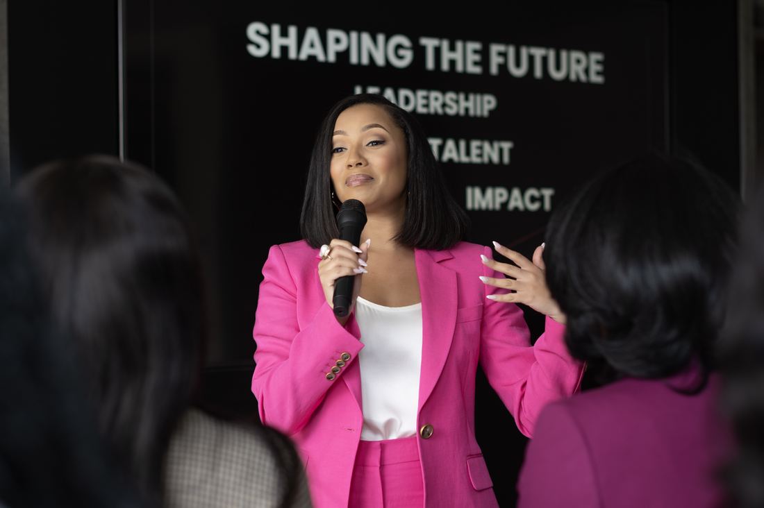 Michillay Brown delivering a leadership keynote